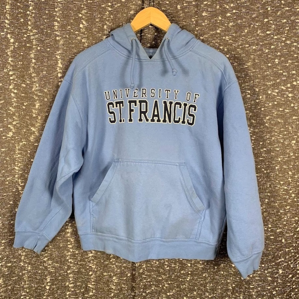 Vintage University of St. Francis Blue Logo Pullover Hoodie Size Medium - Picture 1 of 10